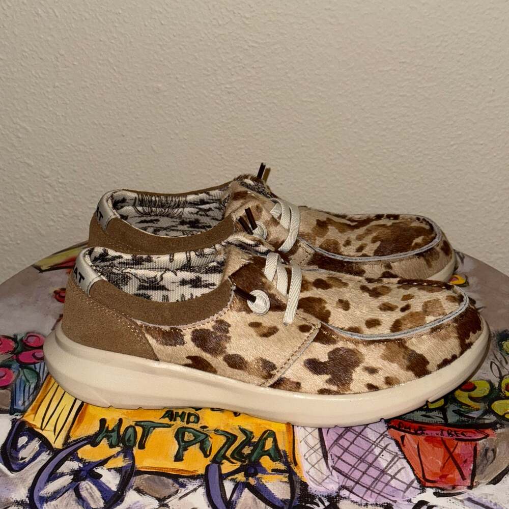 Ariat Womens Hilo Shoe Brindle Hair On White and Tan - Picture 3 of 5